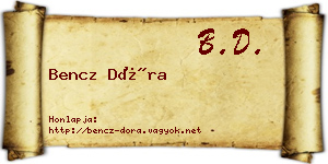 Bencz Dóra névjegykártya